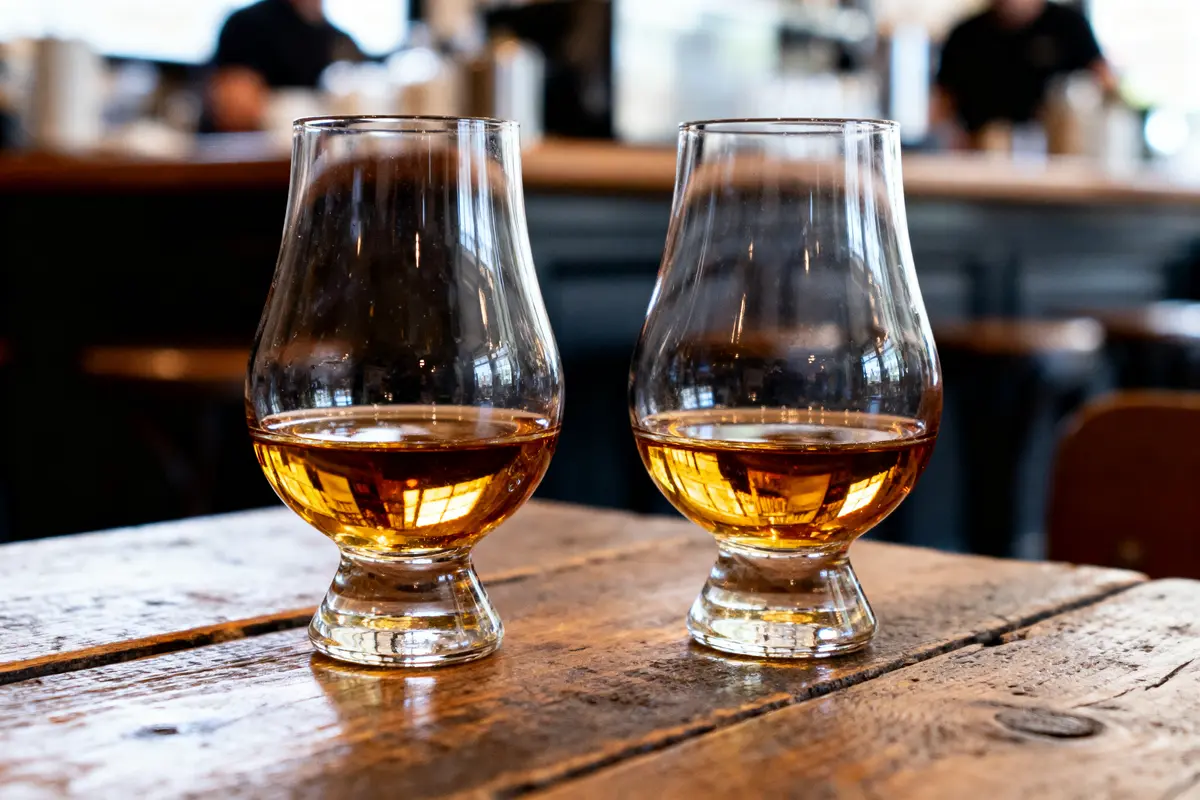 Deux verres de whisky sur table en bois combien de grammes d’alcool dans 2 verres