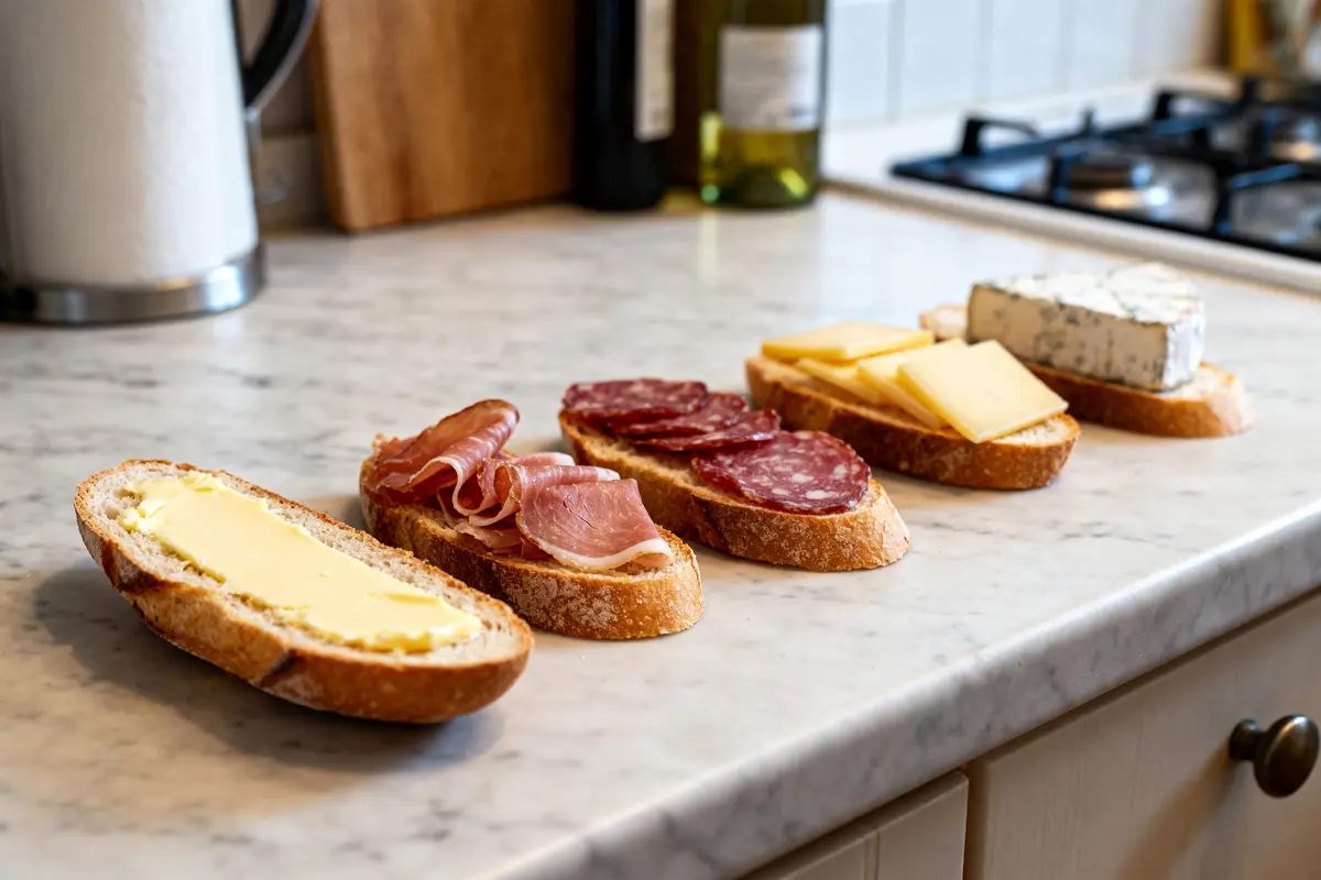 Tranches de pain garnies de beurre, charcuterie et fromage peut-on garnir les navettes la veille